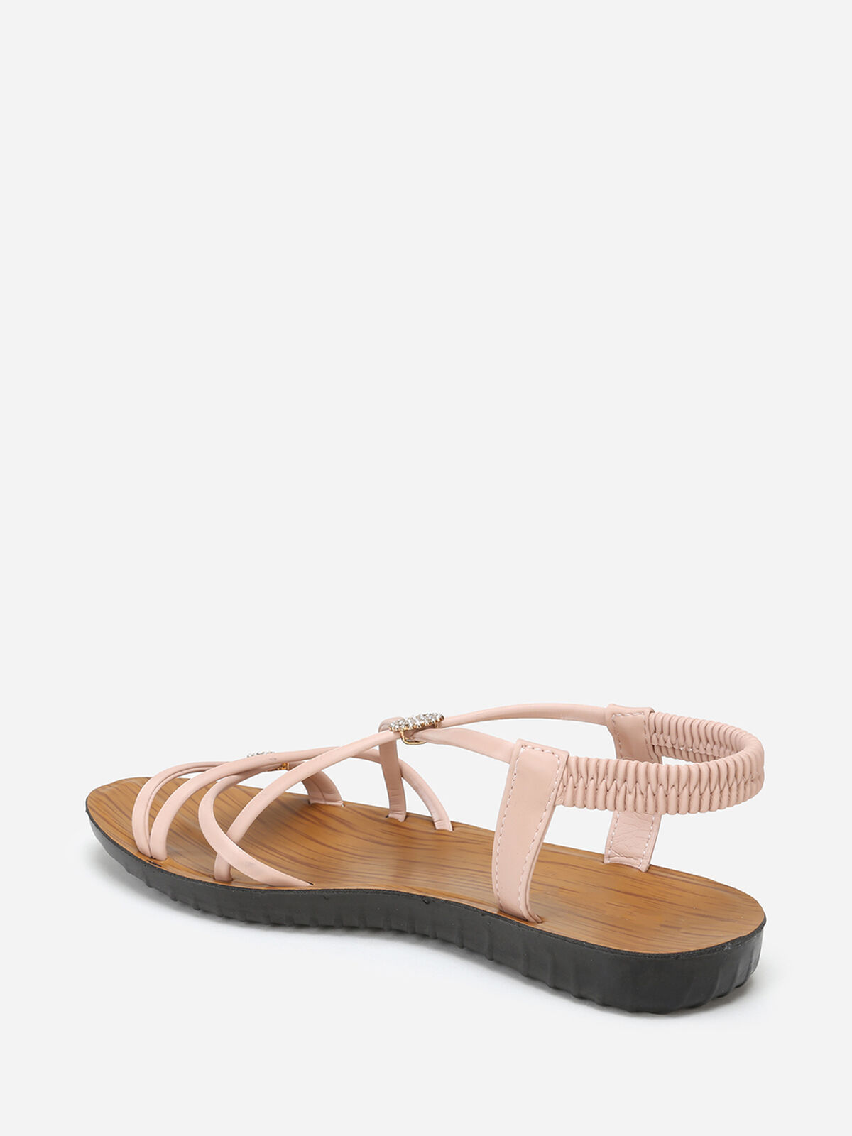 Sandales multi-brides à bijoux en strass- Rose