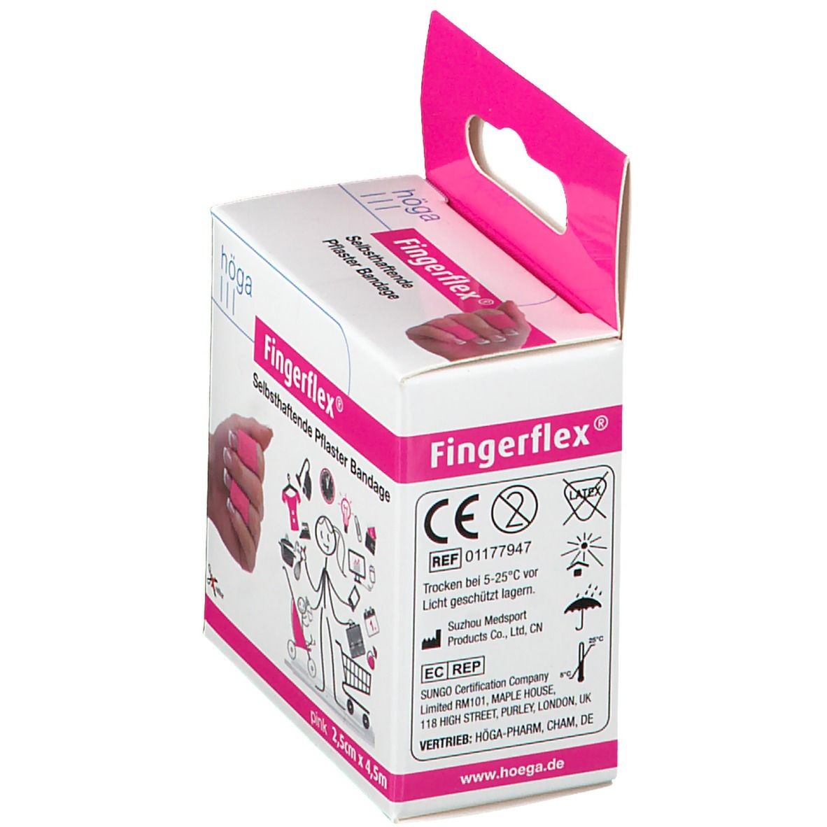 Fingerflex, selbsthaftende Pflaster Bandage 2,5 cm x 4,5 m Pink