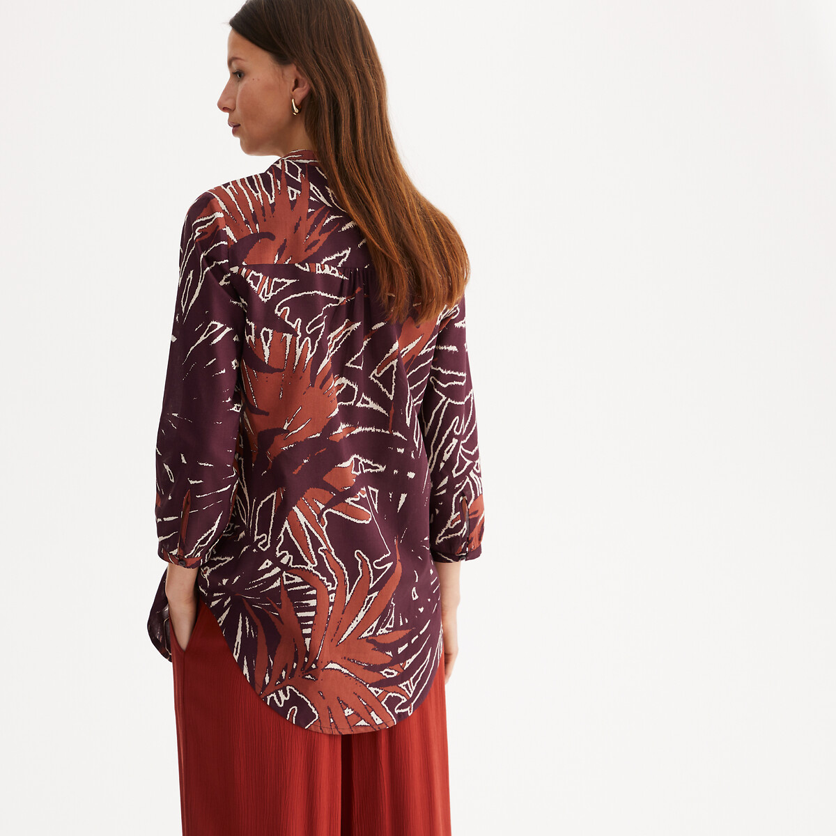 ANNE WEYBURN<br>Túnica estampada com decote redondo e mangas 3/4