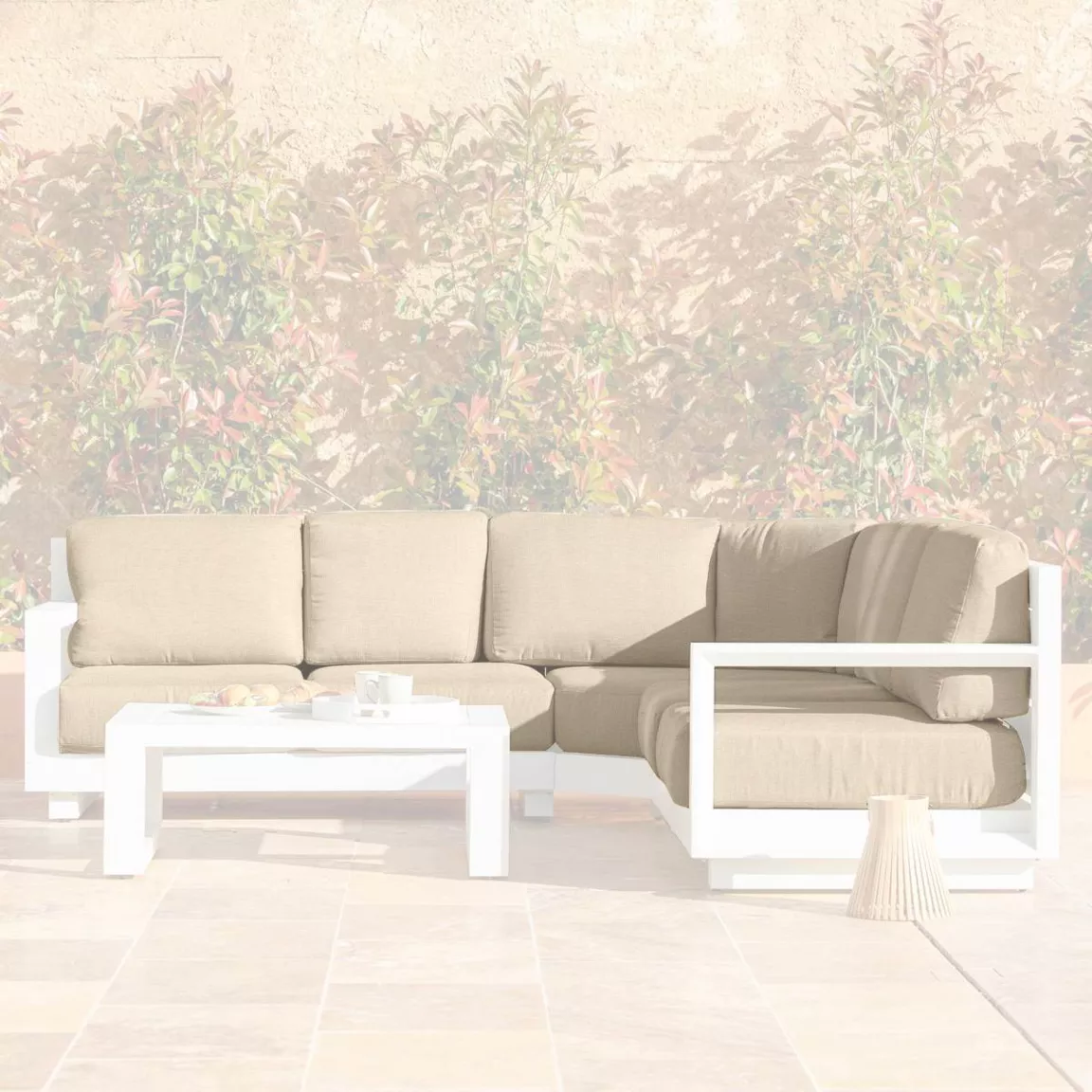 Housses de coussin de remplacement pour salon de jardin d'angle Elba Beige
