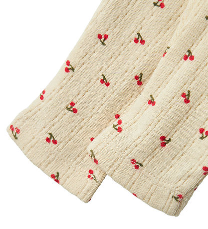 Name It Leggings - NbfBilia - Summer Sand m. Kirsche