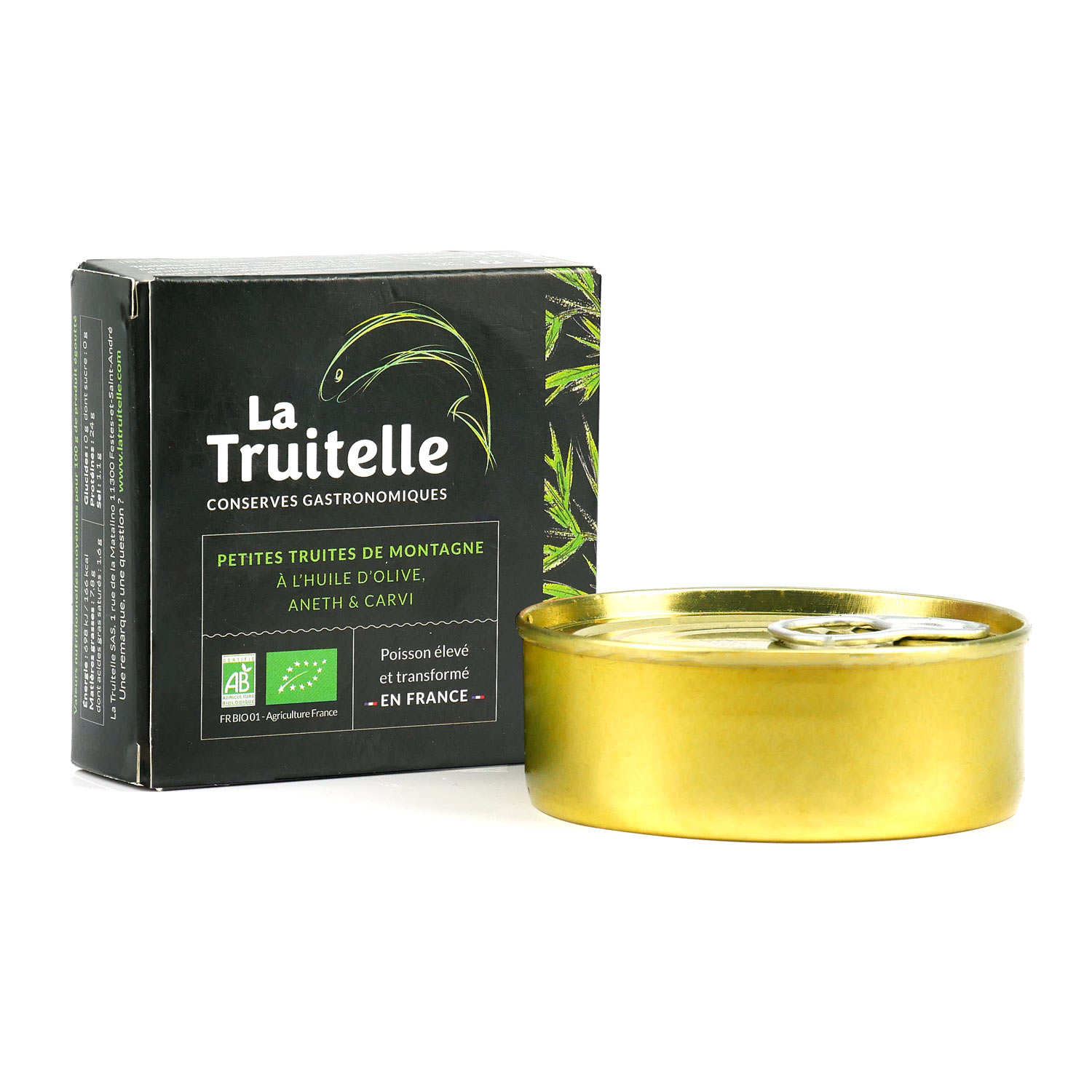 Petites truites de montagne - Huile d'olive, aneth et carvi bio
