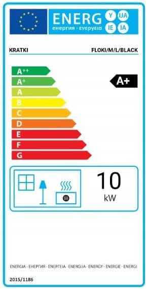 KRATKI Kamineinsatz aus Stahl 10 kW Ø 200 Floki Links -Ecke Kamin mit TERMOTEC, BImSchV Stufe 2 & Ecodesign - Energieklasse A+, Schwarz