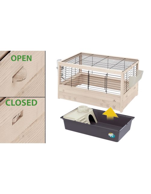 Ferplast Konijnenkooi Arena 100 - Dierenverblijf - 100x62.5x51 cm Houtkleur