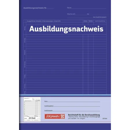 BRUNNEN Ausbildungsnachweis, blau, A4, 28 Blatt