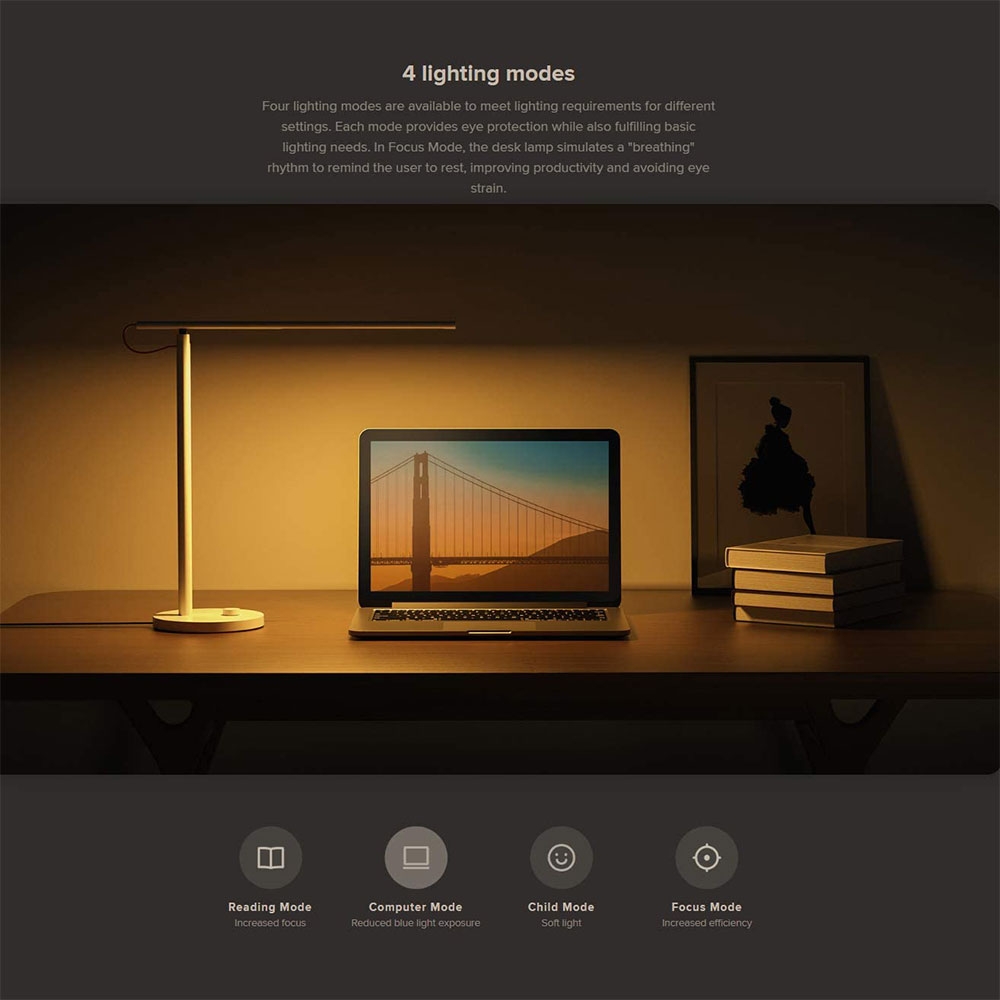 Mi Smart LED Tischlampe 1S (40 cm) Dimmbare Leselampe   App Steuerung iOS/Android (Apple Home Kit / Alexa / Google Assistant) - Weiss