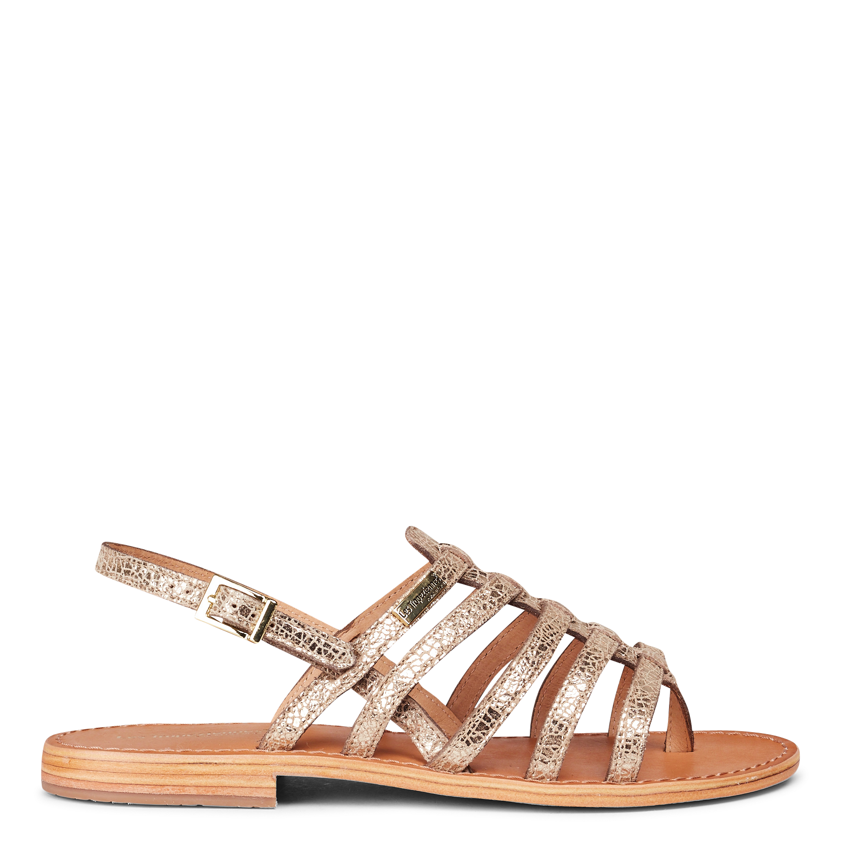 HERISSON - Sandales plates en cuir métallisé | Doré