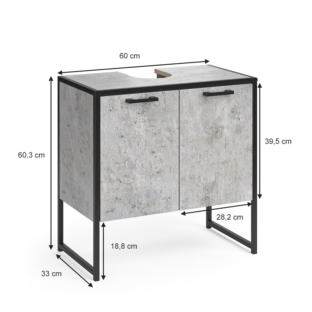 Vicco Wachtischunterschrank Beton Fyrk Badschrank Waschbeckenunterschrank Unterschrank