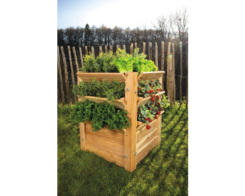 Premium verhoogde tuinbak WESTMANN maat L 65 x 65 x 73 cm naturel