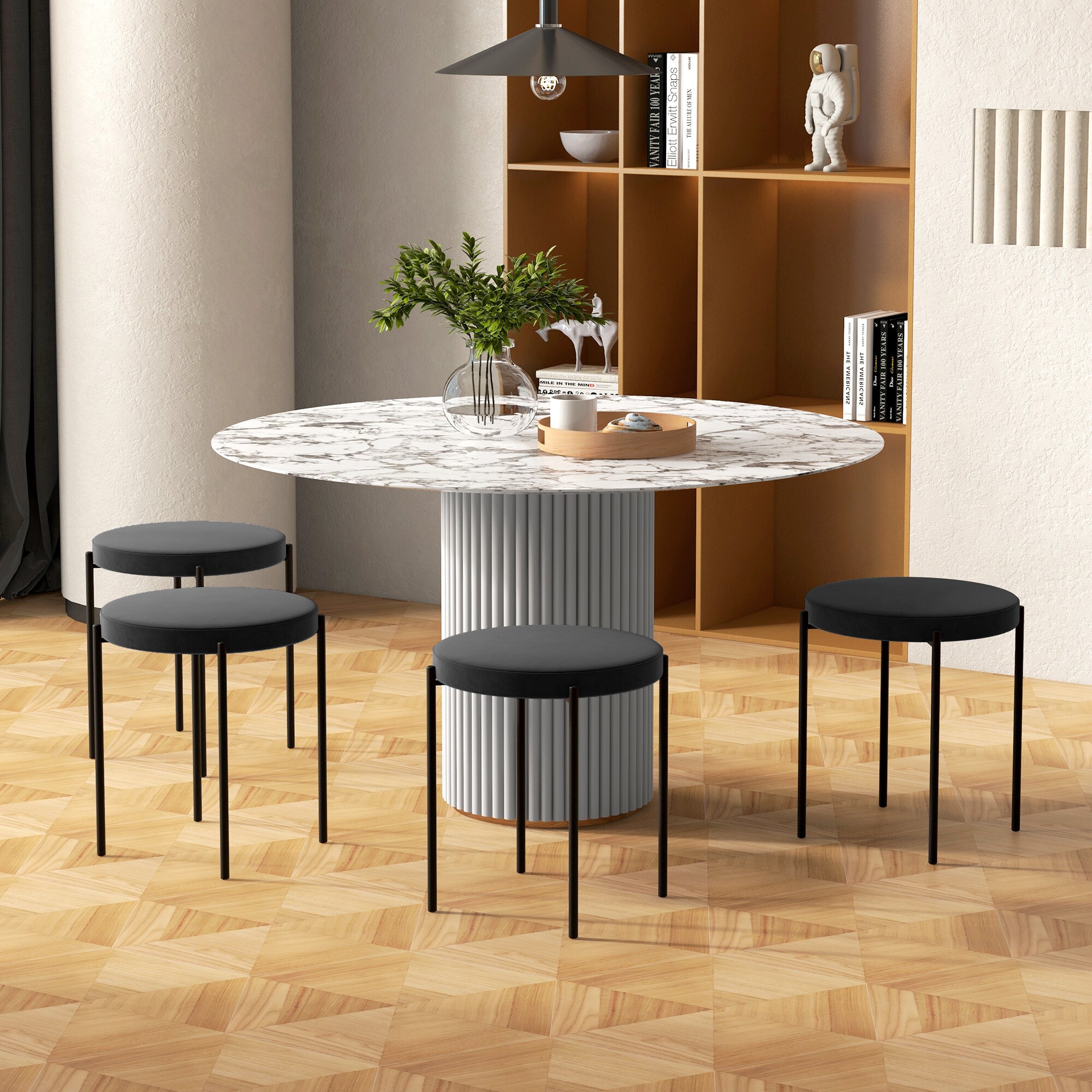 HOMCOM Esszimmerstühle mit Fußpolster schwarz 41,5B x 41,5T x 46H cm
