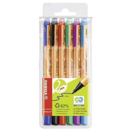 Umweltfreundlicher Filzschreiber - STABILO GREENpoint - 6er Pack - mit 6 verschiedenen Farben