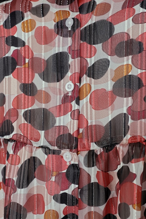 Longbluse, Alloverdruck, Chiffon mit Glanzstreifen