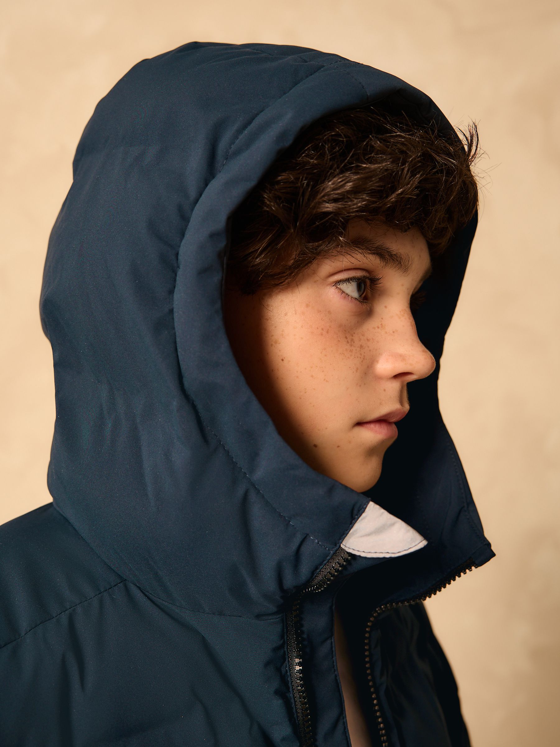 Marineblauw - Regenbestendige gewatteerde jas met microfleece voering (3-17jr)