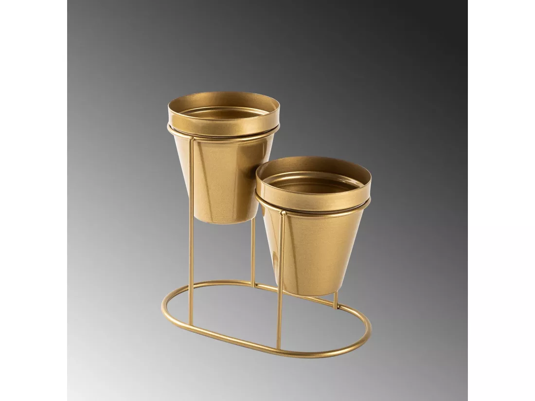 Porte pot à 2 pots Avilan L19xH16cm Métal Or