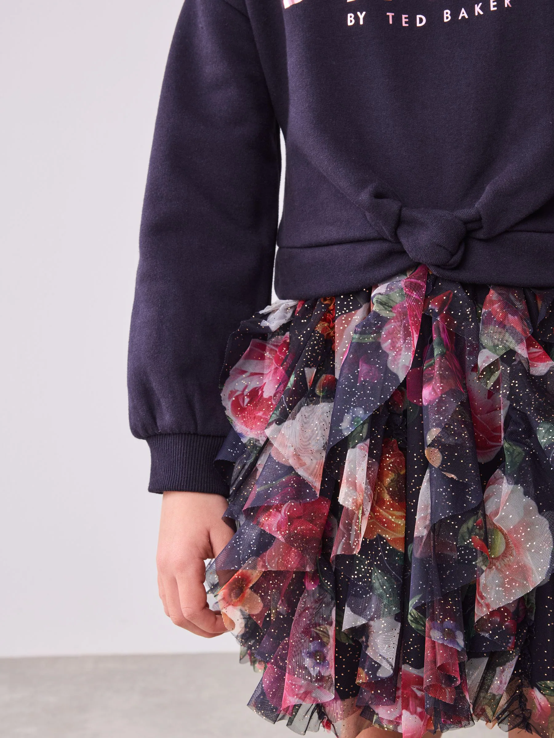 Baker by Ted Baker Navy Mesh Skirted Sweat Dress