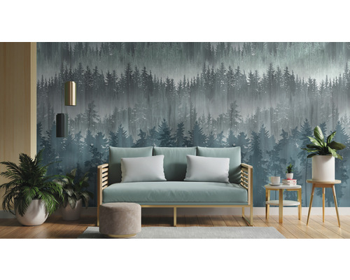 Vliesbehang 39181-3 The Wall II Watercolor Forest Petrol 3-delige set 159 x 280 cm