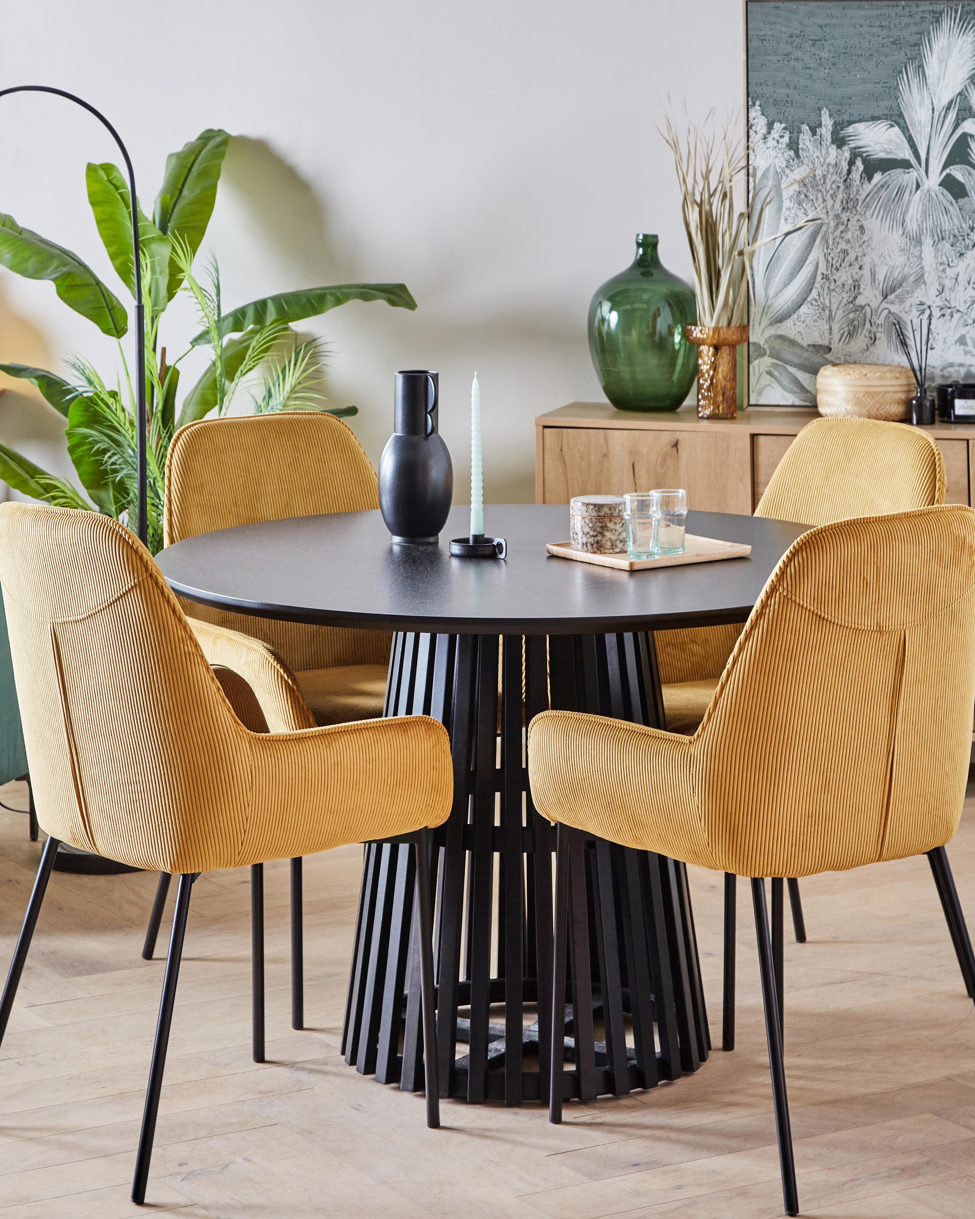 Set van 2 eetkamerstoelen LOVERNA Corduroy Mosterdgeel