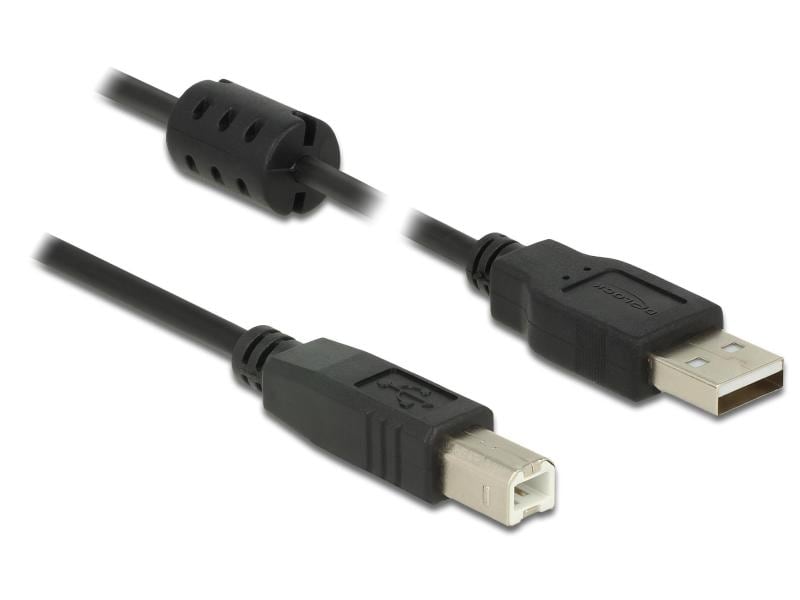 Delock USB 2.0-Kabel  USB A - USB B 2 m Geeignet für Drucker u. Scanner, transparent