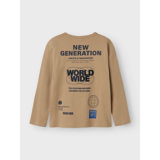 Name It Ramla Langærmet T-shirt, Weathered Teak, 122-128 cm