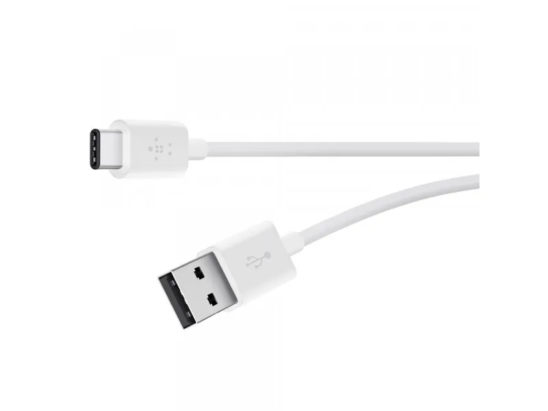 Belkin BoostCharge - USB-kabel - 24 pin USB-C (han) til USB (han) - 3 m - hvid