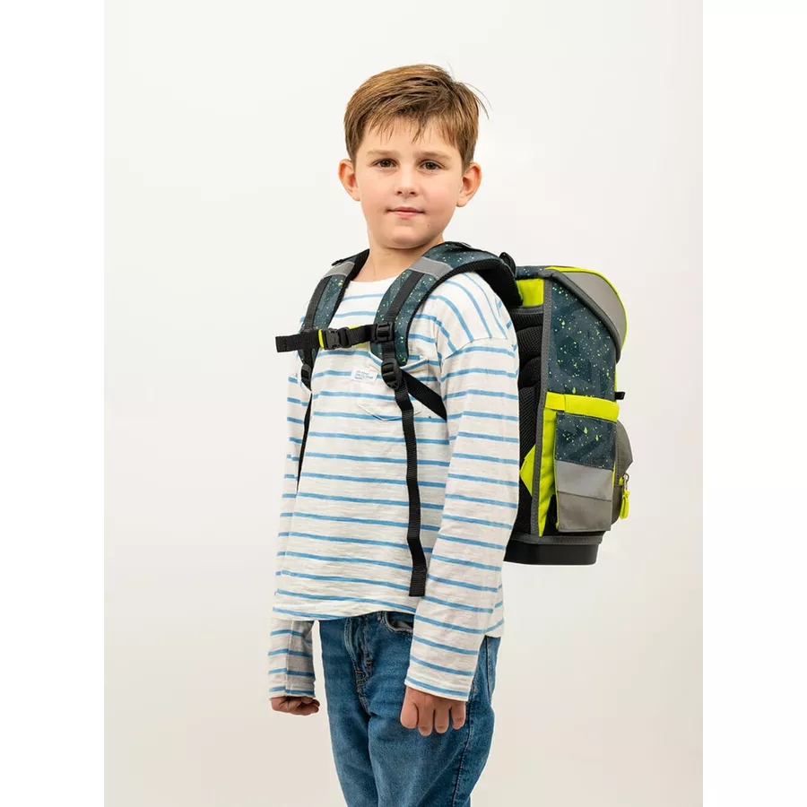 Belmil Schulranzen Compact Schulranzen Set 5-teilig mit Brustgurt T-rex Roar