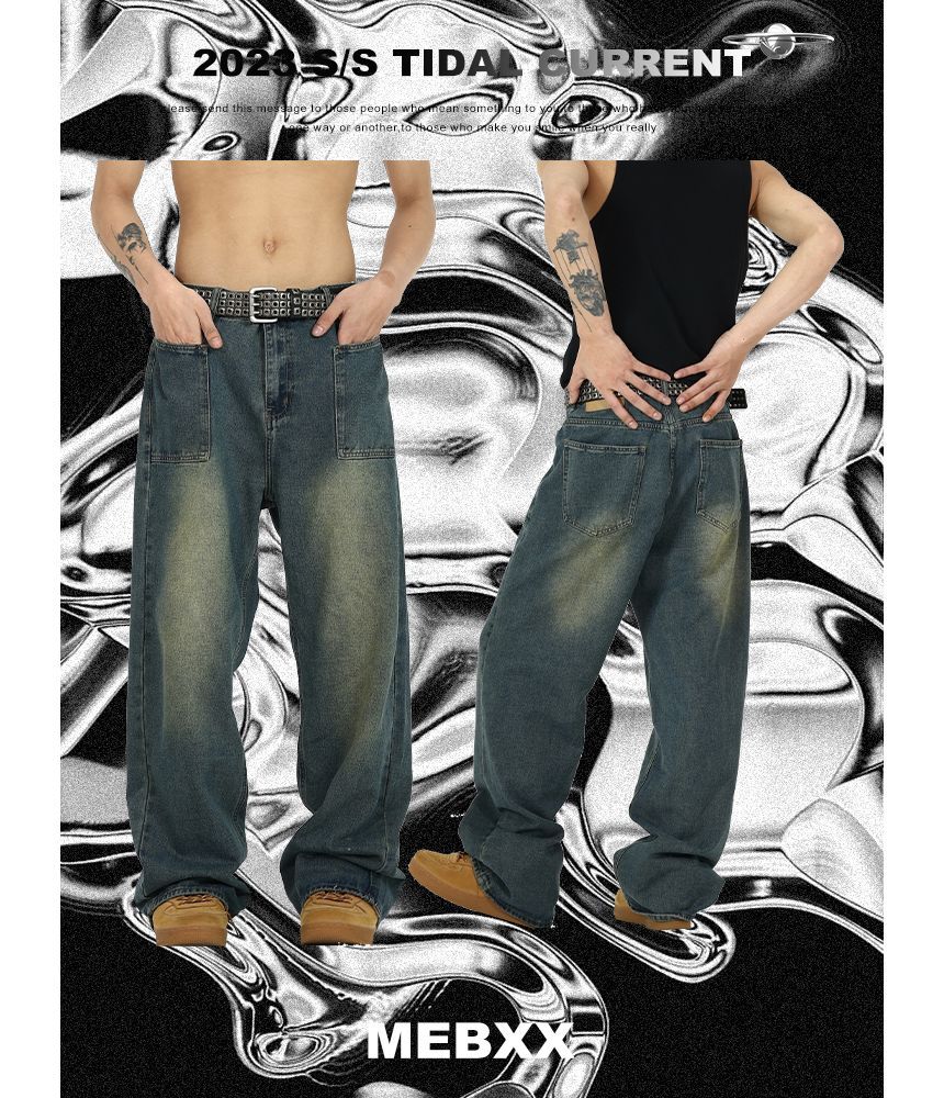 Meiksip - Lage taille rechte pijpen losse jeans