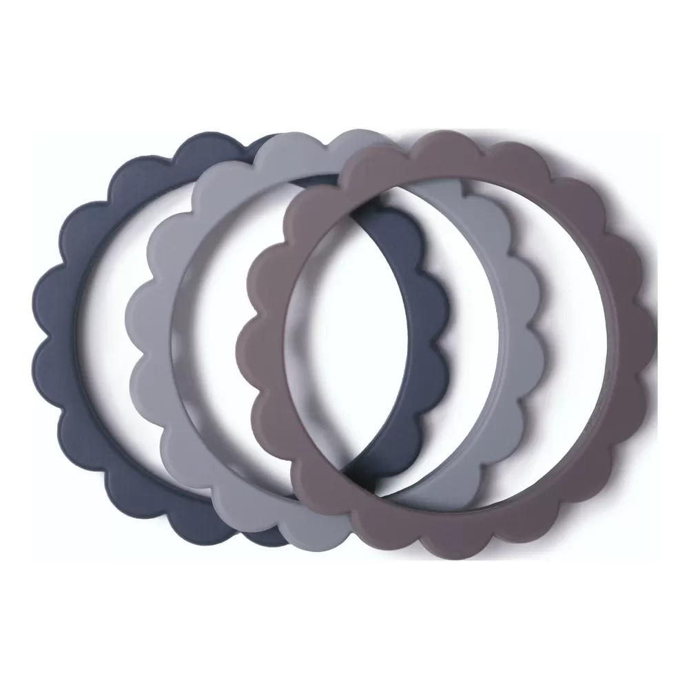 Mushie Blomster Bidering (Steel/Dove Gray/Stone) - 3 stk.