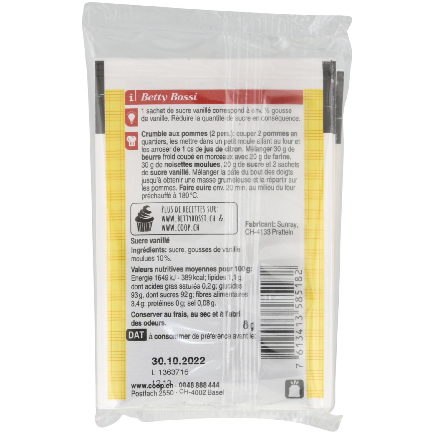 Betty Bossi Vanillezucker Bourbon 4x8g
