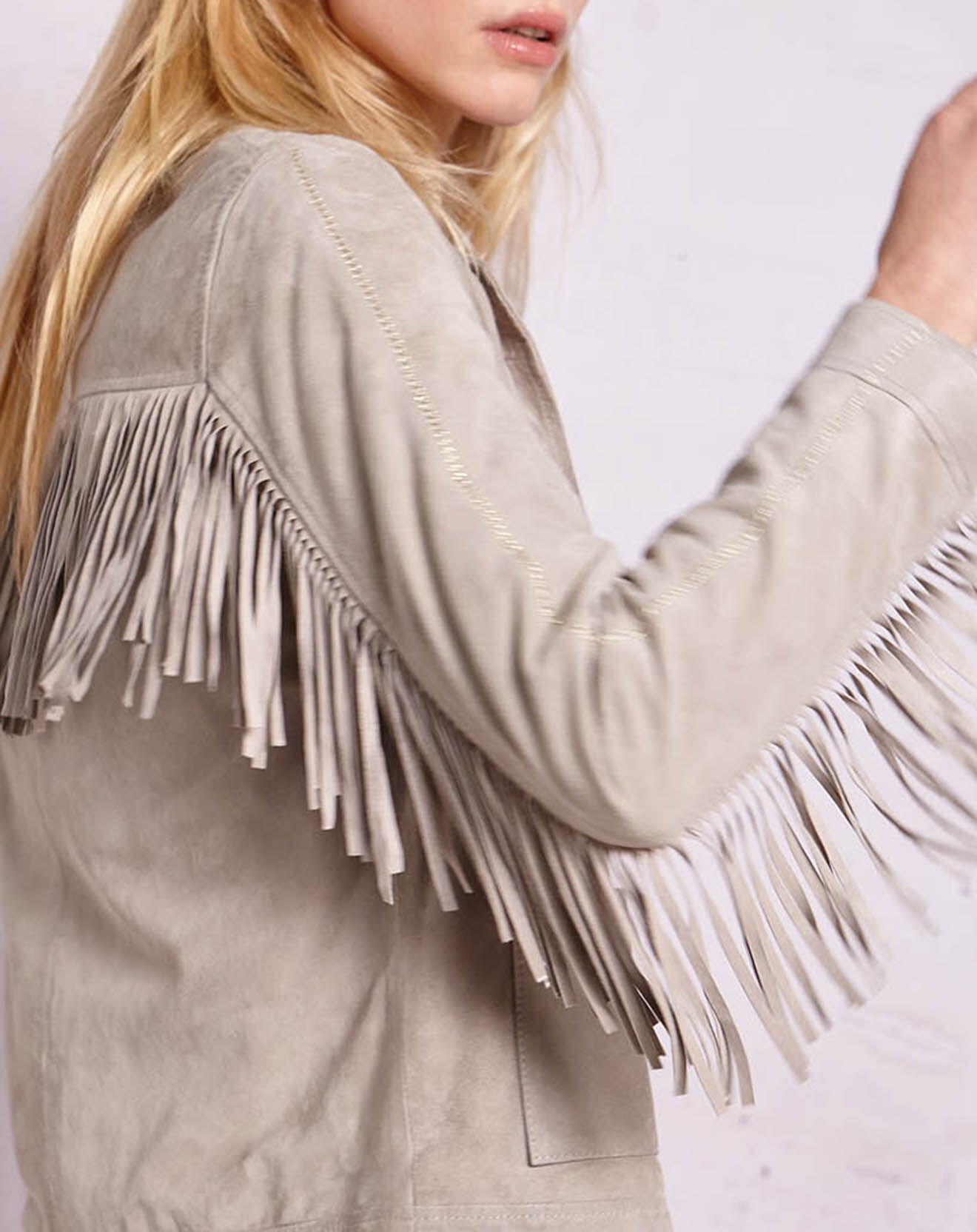 Swildens Veste en Velours de Cuir Qelio perle