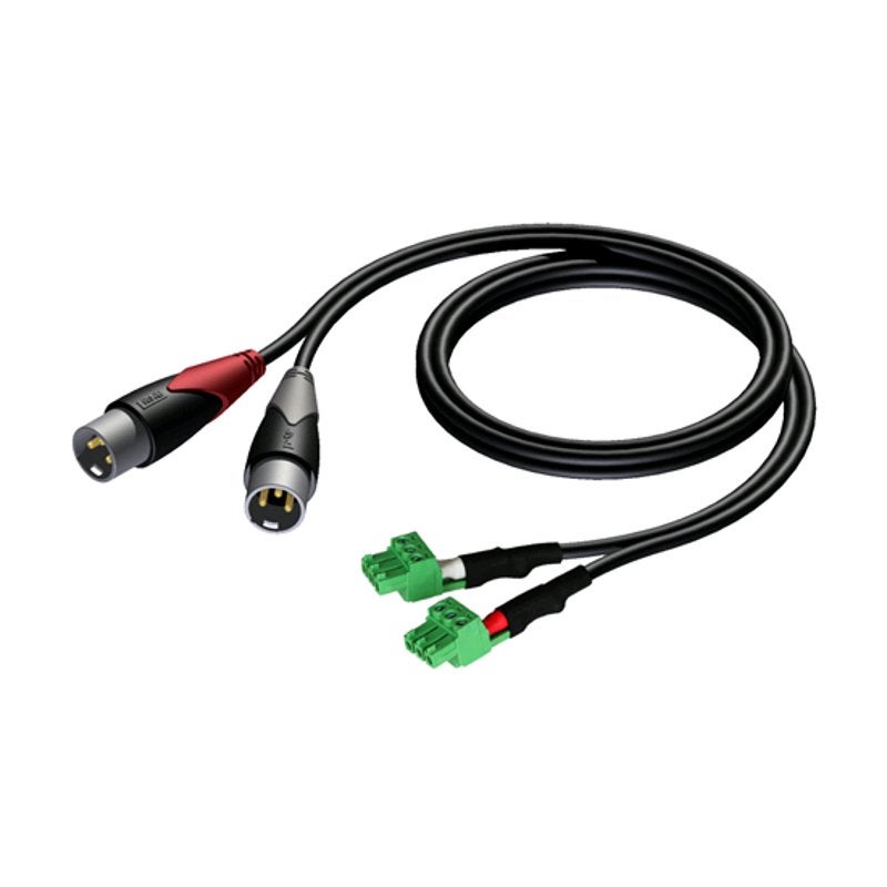 Procab CLA834 Classic 2x terminal block - 2x XLR male 1.5 meter