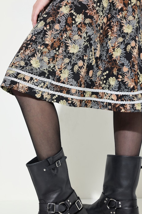 Jacquard-Midirock, A-Linie, Elastikbund, Glitzerkordel
