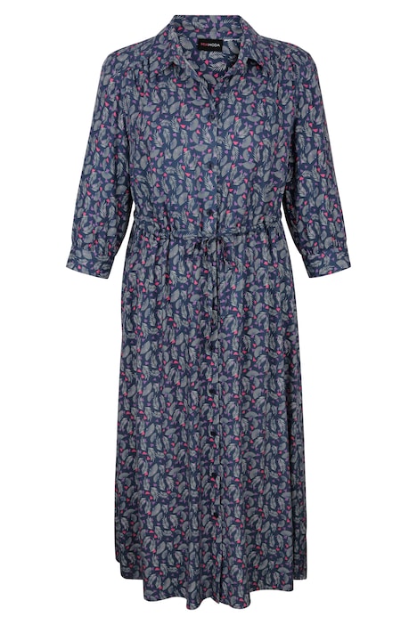 Hemdblusenkleid, Midilänge, Alloverdruck, Knopfleiste, 3/4-Ärmel