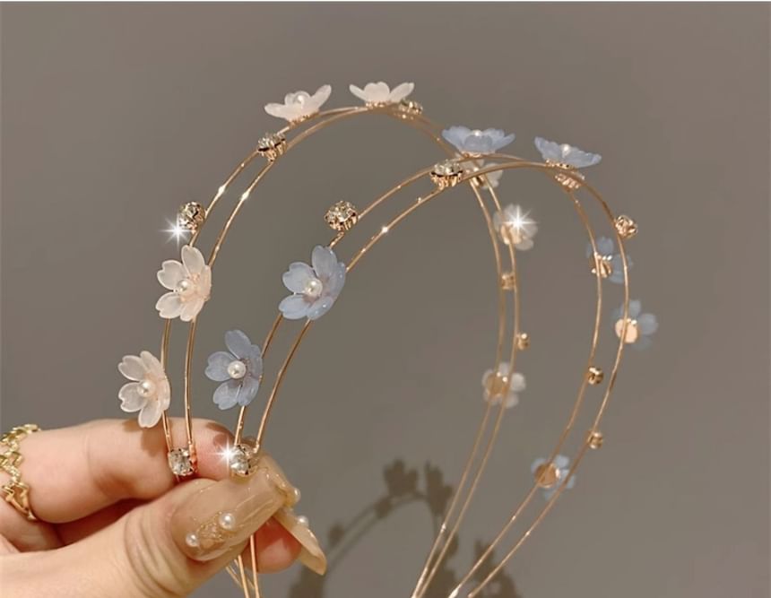 Kayochs - Bloemen imitatie parel gelaagde legering hoofdband