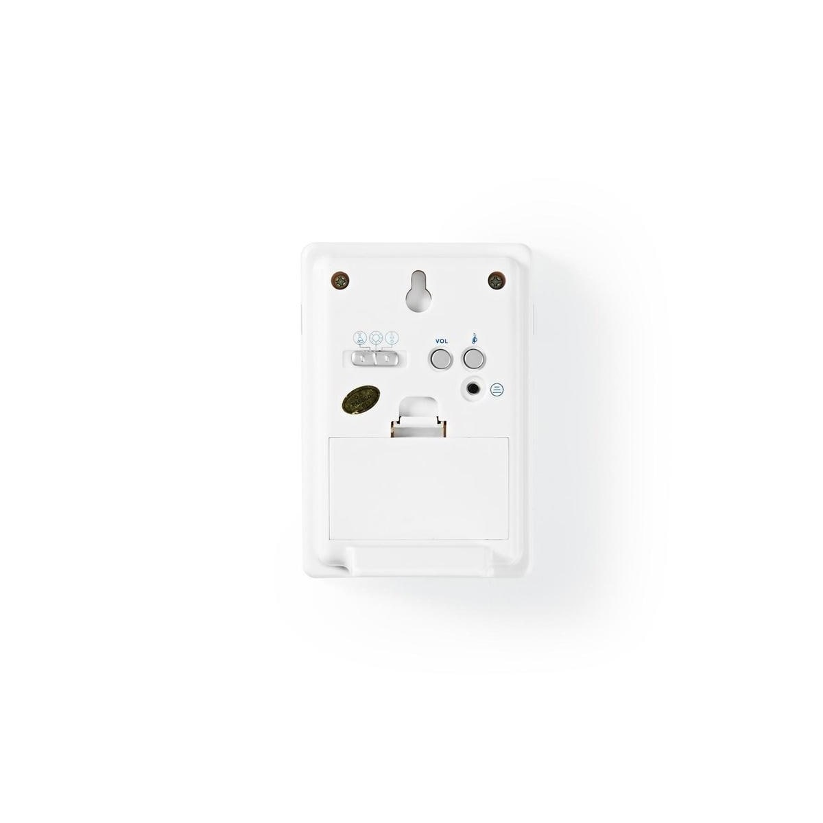 Nedis Trådløs ringeklokke Set | Batteri drevet | 3 V DC | 1x CR2032 | Volum: 80 dB | Signalområde (siktelinje): 300 m | IP44 | 36 Melodier | 1 Mottaker | Hvit