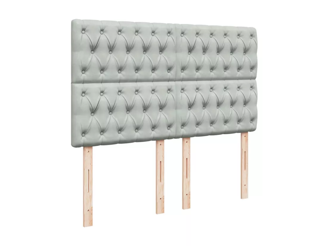Sommier à lattes de lit et matelas Gris clair 140x190cm Velours