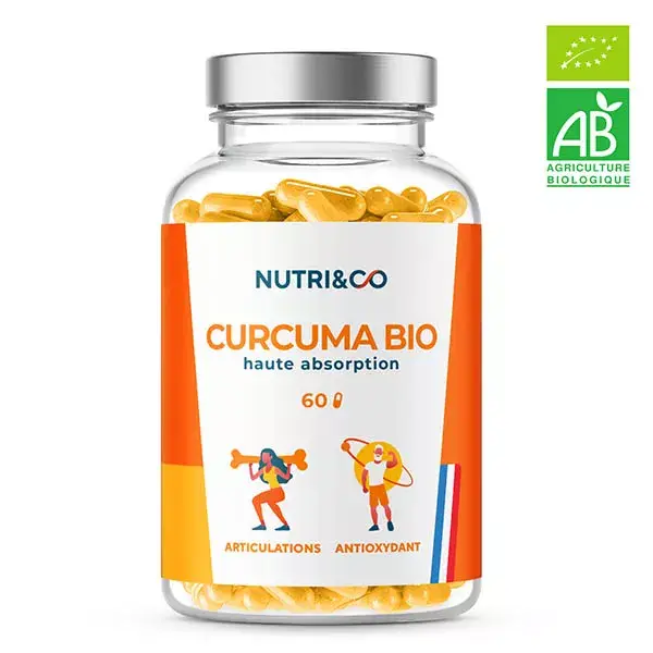 Nutri&Co Cúrcuma Orgânica de Alta Absorção para Articulações - 60 Cápsulas Veganas