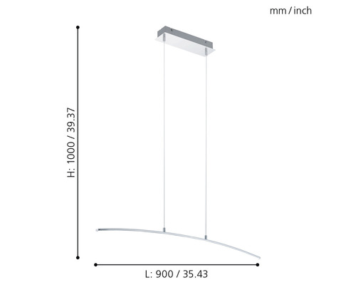 LED hanglamp 14W 1400 lm 3000K HxL 100x90 cm chroom/wit