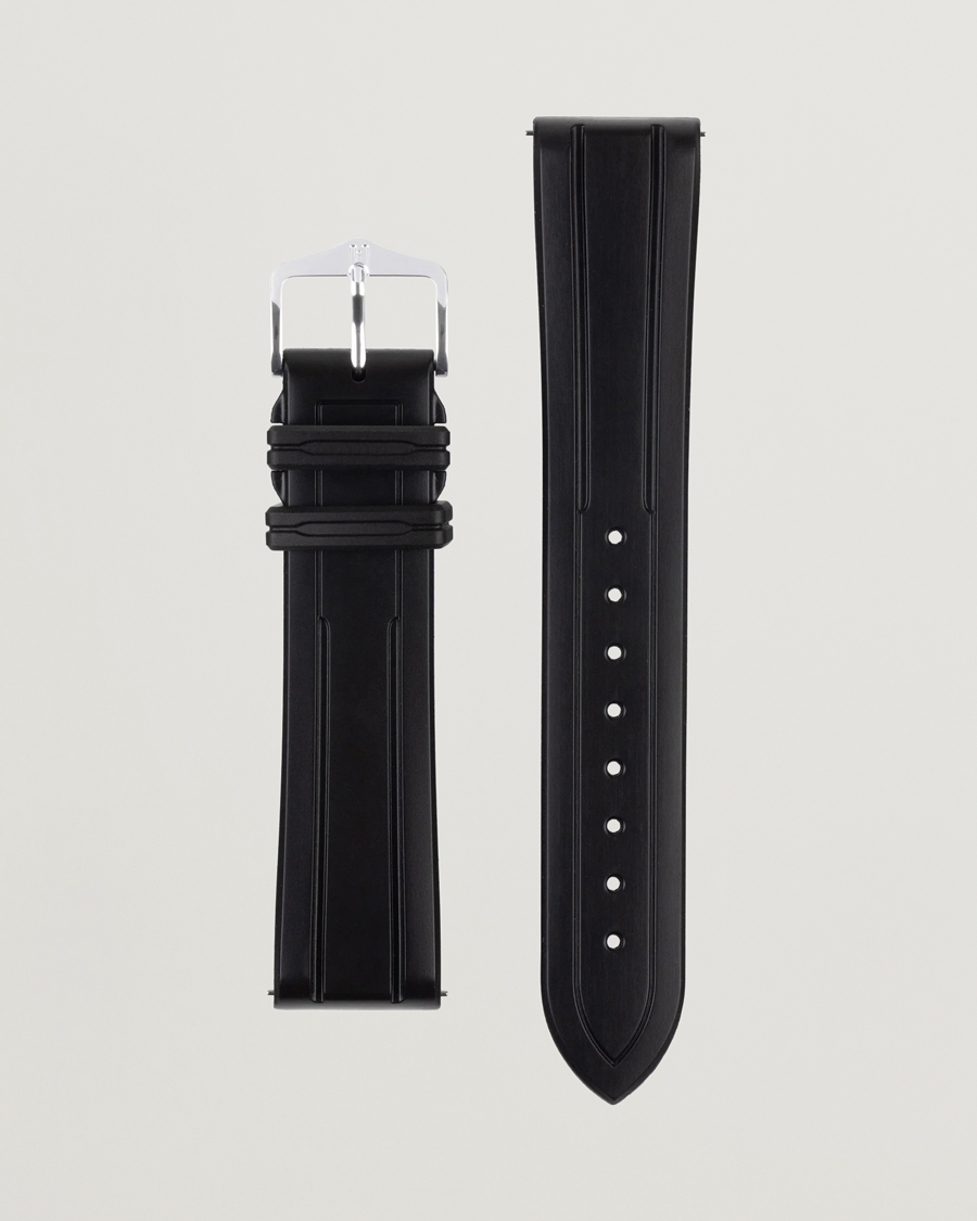 HIRSCH Hevea Rubber Watch Strap Black