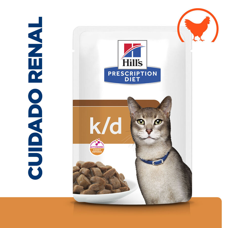 Sachê de Hill's Prescription Diet Kidney Care k/d com sabor de frango para gatos