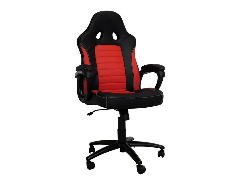 LC Power - Stol - armstøtter - vippe - drejeled - plastik, metal, skum, PU-behandlet læder - sort, rød