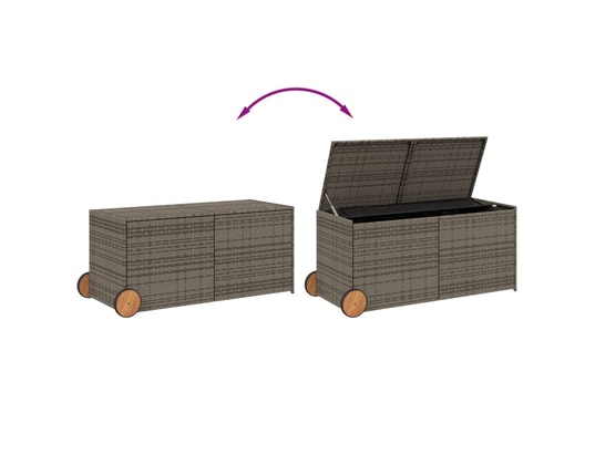 VIDAXL - Coffre Boîte de rangement de jardin et roues gris 283l résine tress...