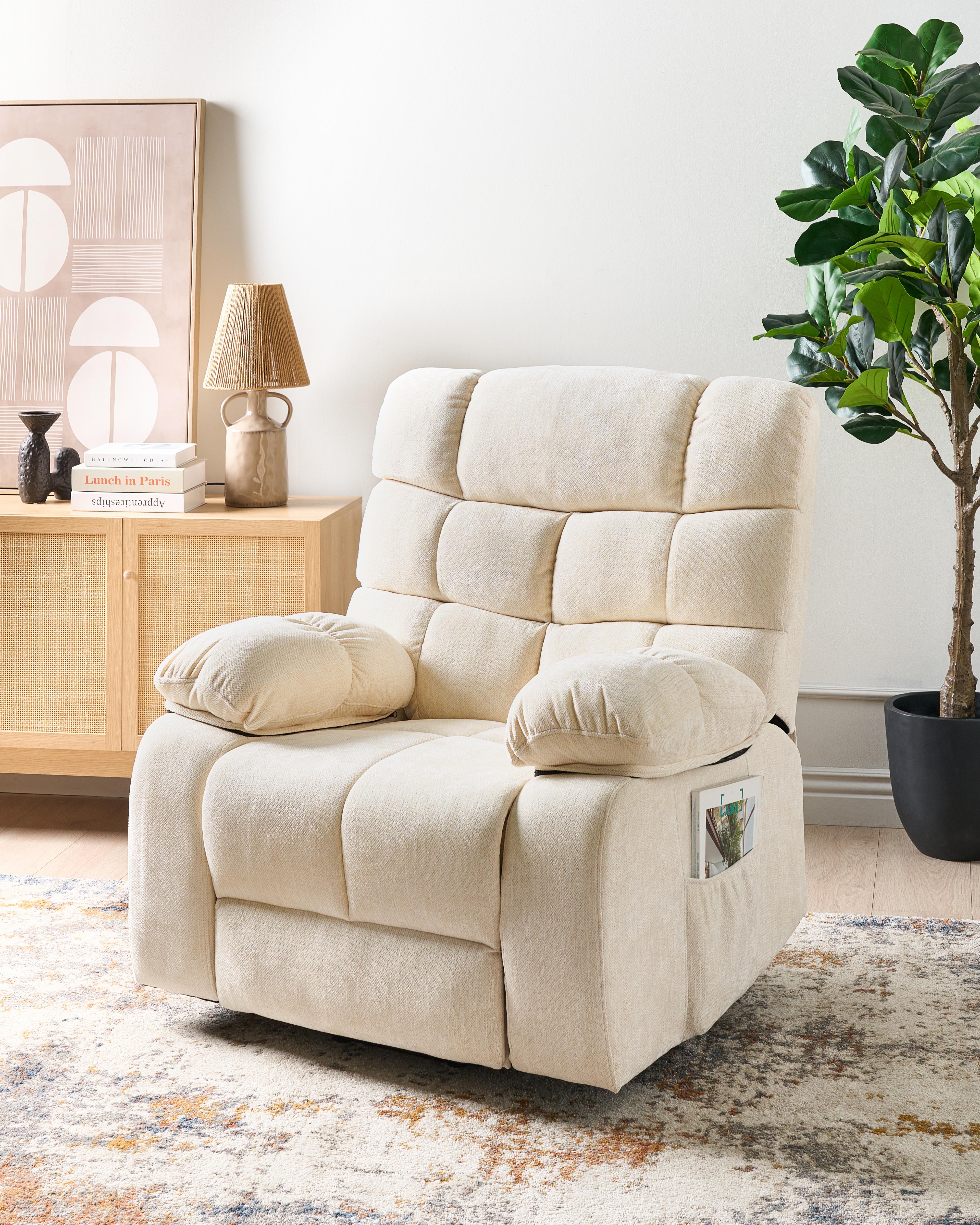 Elektrische relaxfauteuil ARES inclusief voetensteun Stof Lichtbeige