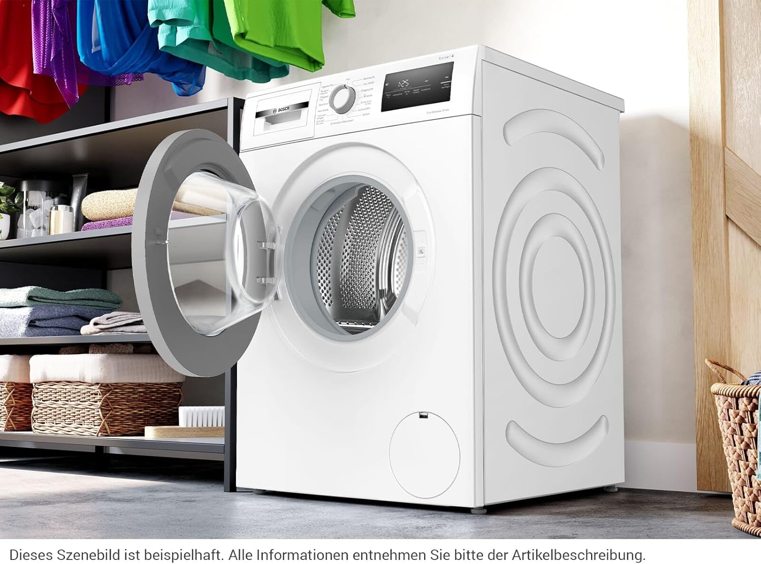 Bosch WAN28123 Serie 4 Waschmaschine, 7 kg, 1400 UpM, Active Water Plus, EcoSilence Drive, Hygiene Plus, Speed Perfect, ExtraKurz 15' & 30', Night Wash, Nachlegefunktion, Sportswear-Programm