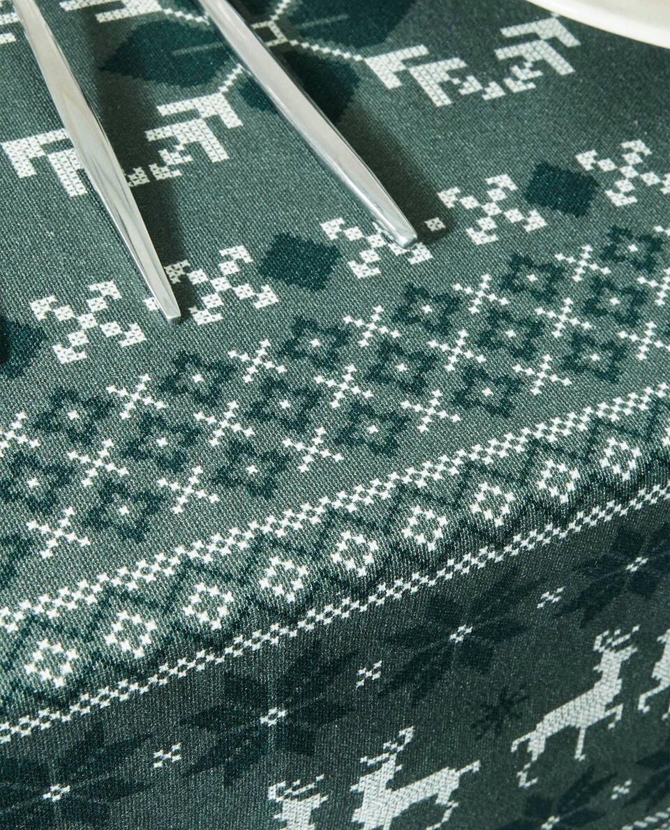 TOALHA DE MESA DE ALGODÃO COM PONTO CRUZ DE NATAL