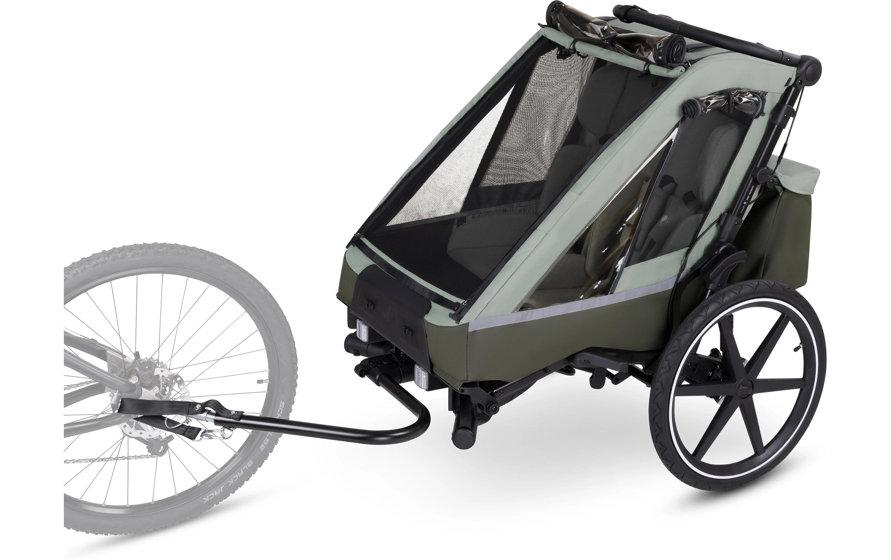 Fahrradanhänger Tour Olive<br>3in1 Fahrradanhänger: zum Spazierengehen, Joggen und Radfahren