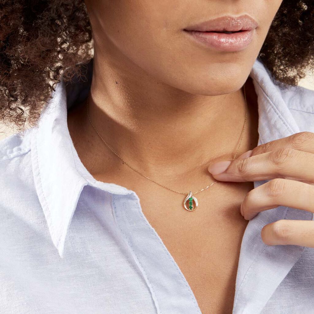 Collier Shahara Or Jaune Emeraude