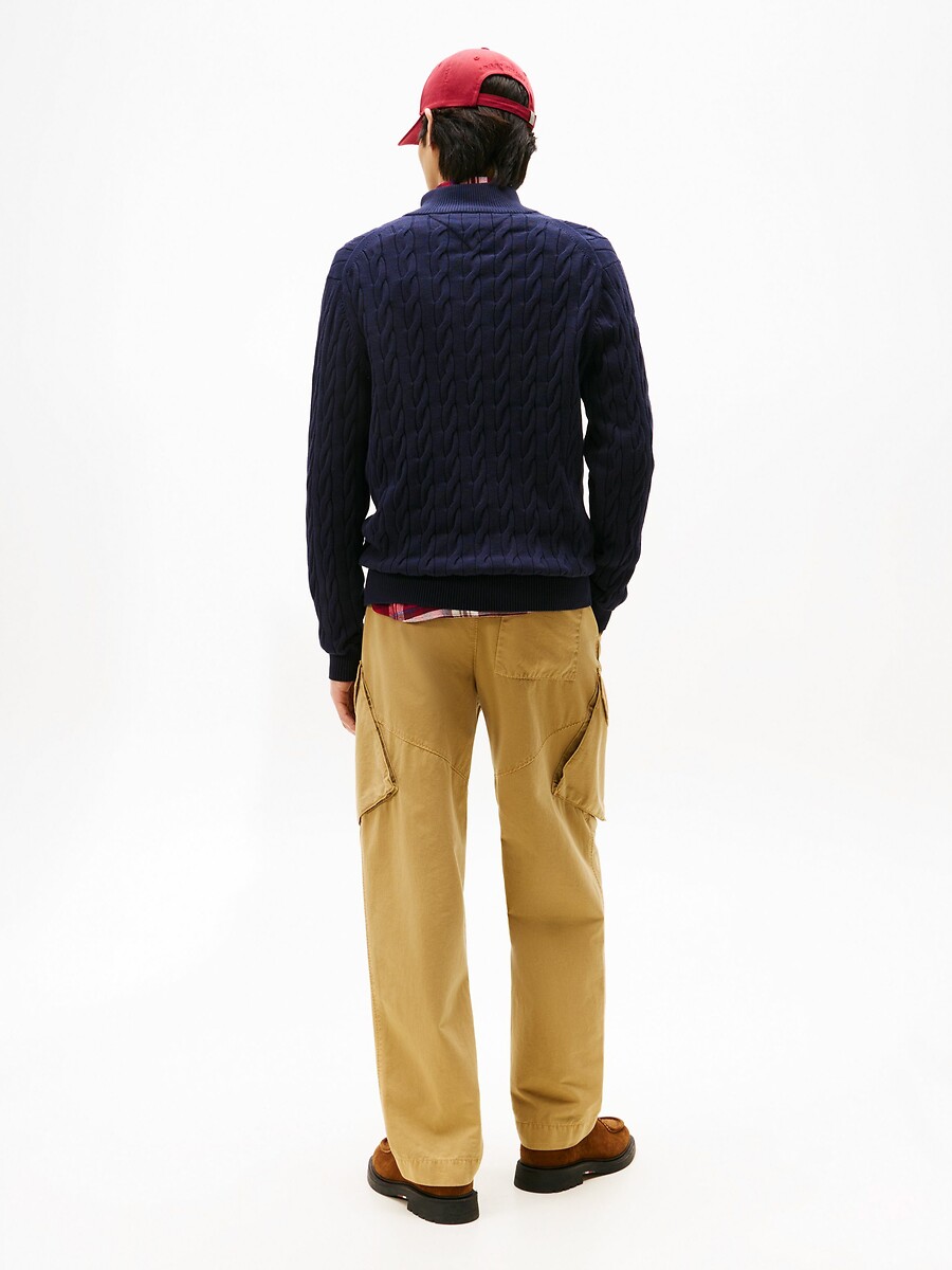 TOMMY HILFIGER<br>Cardigã com zíper e tranças