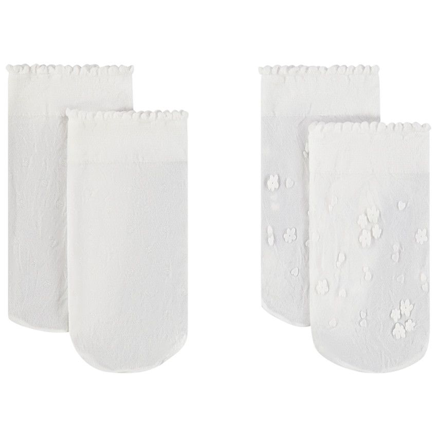 Lot de 2 paires de chaussettes fines écrues pour fille - Ecru