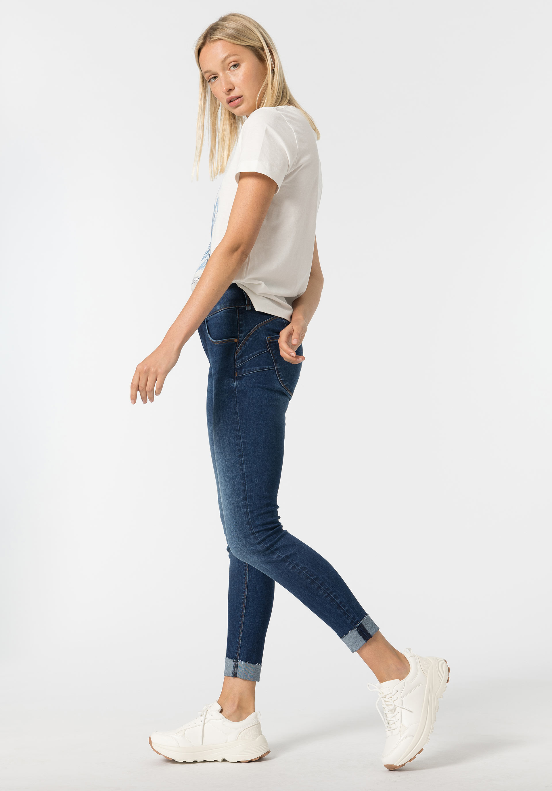 Jeans Double-up Skinny de Cintura Alta