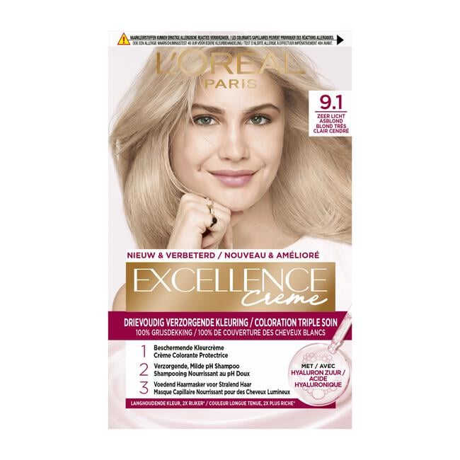 L'Oréal Paris Excellence Creme Permanente Haarverf 9.1 Zeer Licht Asblond